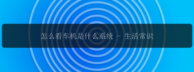 怎么看车机是什么系统 - 生活常识