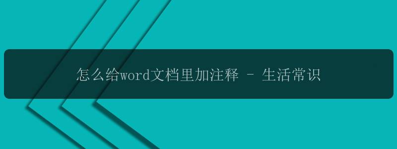 怎么给word文档里加注释 - 生活常识