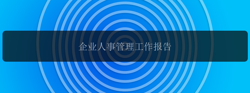 企业人事管理工作报告