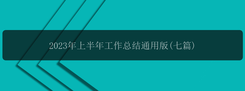 2023年上半年工作总结通用版(七篇)