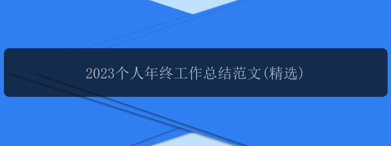 2023个人年终工作总结范文(精选)