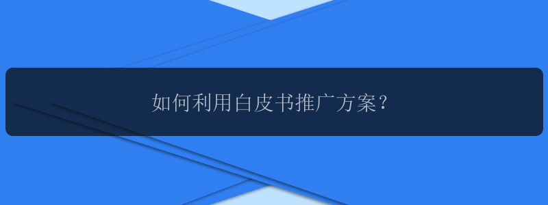 如何利用白皮书推广方案？