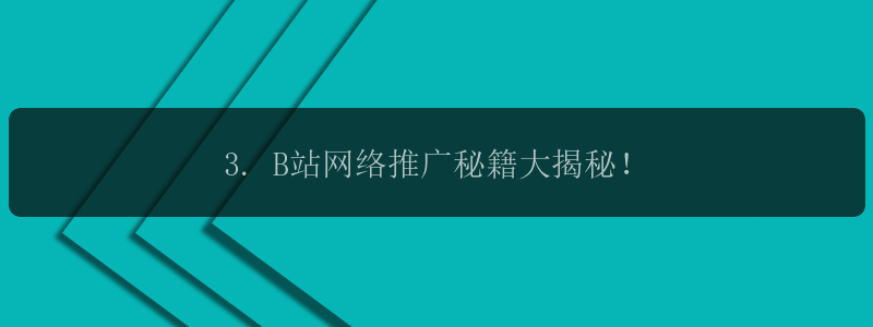 3. B站网络推广秘籍大揭秘！