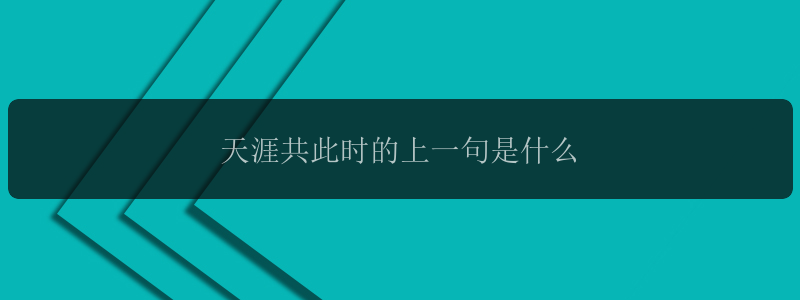 天涯共此时的上一句是什么