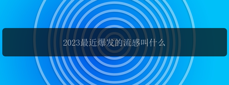 2023最近爆发的流感叫什么