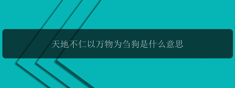 天地不仁以万物为刍狗是什么意思