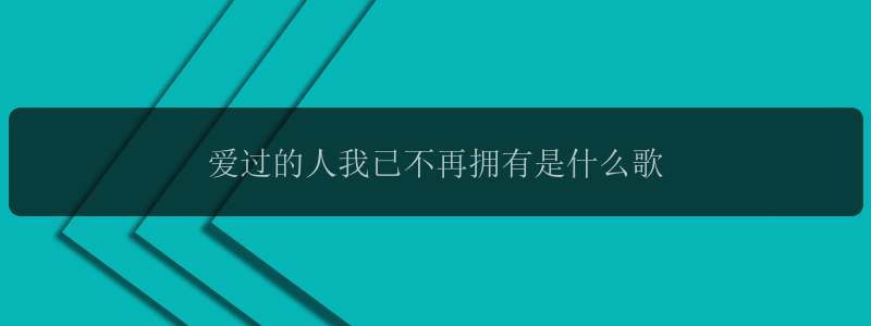 爱过的人我已不再拥有是什么歌