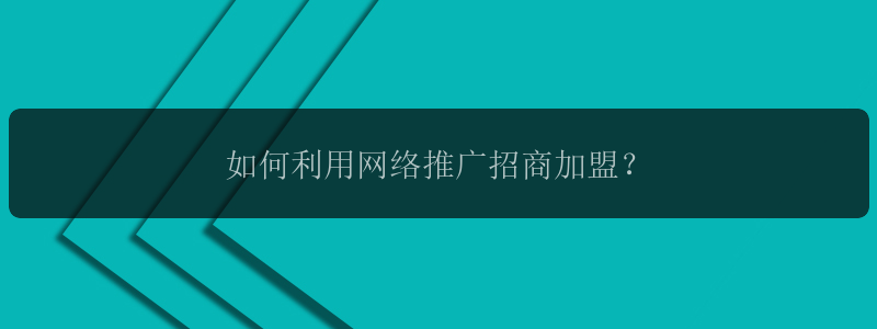 如何利用网络推广招商加盟？