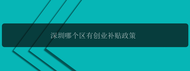 深圳哪个区有创业补贴政策