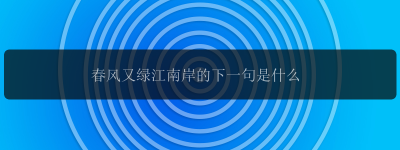 春风又绿江南岸的下一句是什么