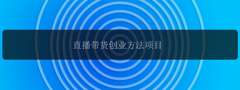 直播带货创业方法项目