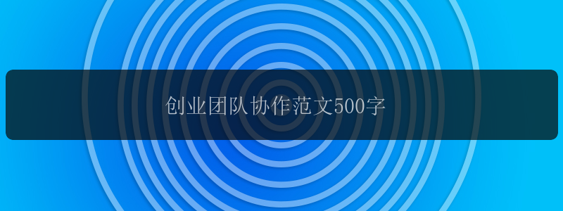 创业团队协作范文500字