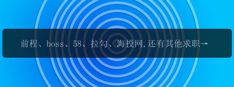 前程、boss、58、拉勾、海投网,还有其他求职APP推荐吗?