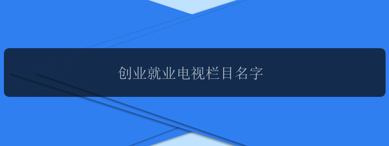 创业就业电视栏目名字