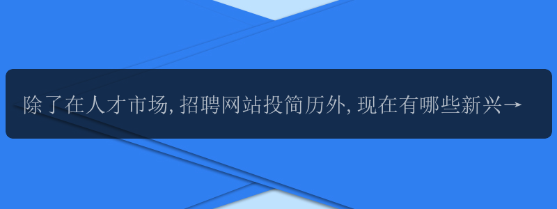 除了在人才市场,招聘网站投简历外,现在有哪些新兴的求职方