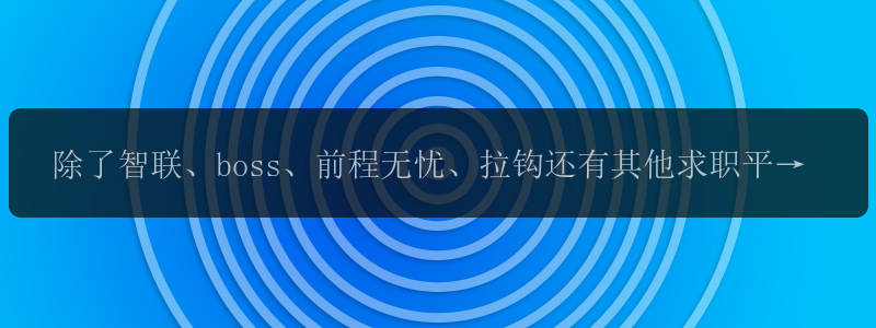 除了智联、boss、前程无忧、拉钩还有其他求职平台推荐