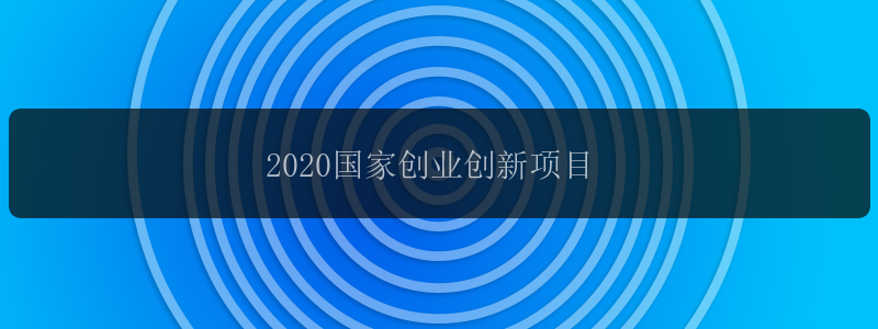 2020国家创业创新项目