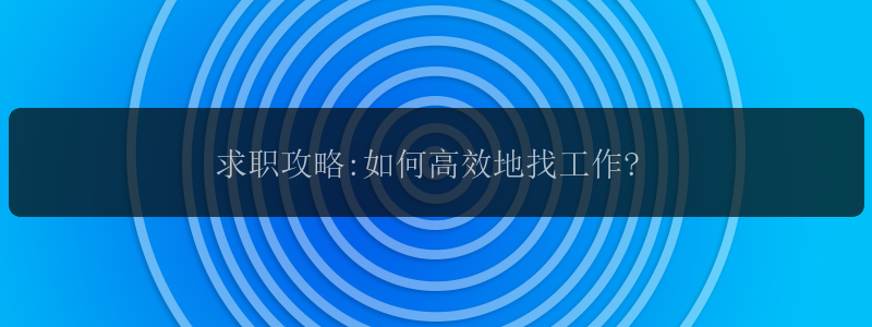 求职攻略:如何高效地找工作?